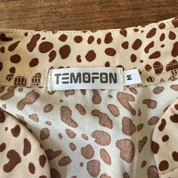 Leopard Print Long Sleeve Tiered Mini Dress By Temofon Size M Lightweight & Flow - Picture 2 of 11